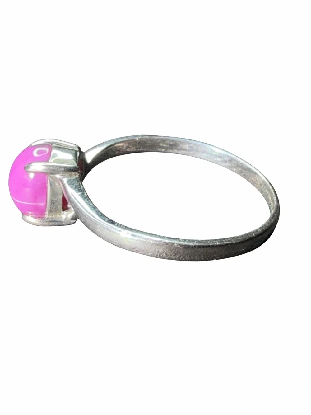 Sterling Silver Ring with Pink Cabochon Stone size 10
